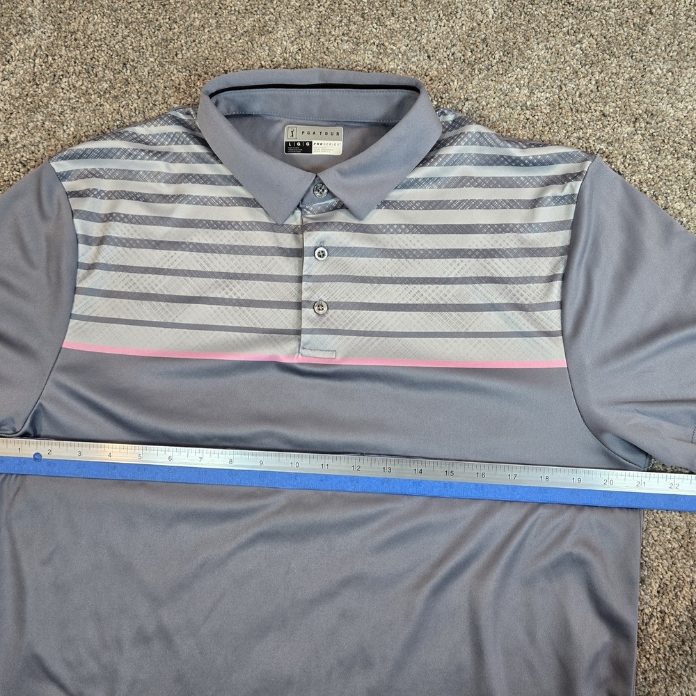 PGA TOUR Polo Shirt Mens Large Multicolor Striped Pro Series Preppy Golf Casual - Picture 5 of 8